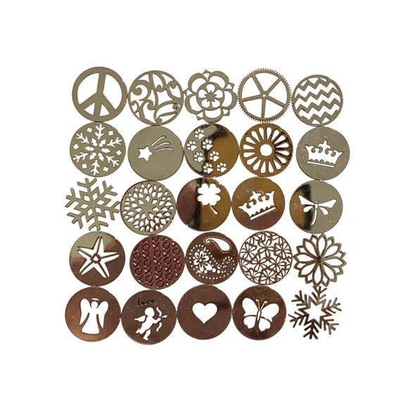 75-Piece Silver Metal 22mm Decorative Circle Floating Locket Jewelry Supplies - Picture 2 of 12